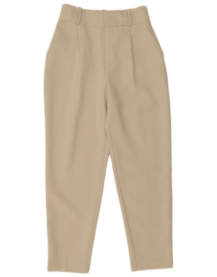 Zara Mujer Pantalón De Traje Cónico Pequeño W26 L27 Poliéster Blanco Roto