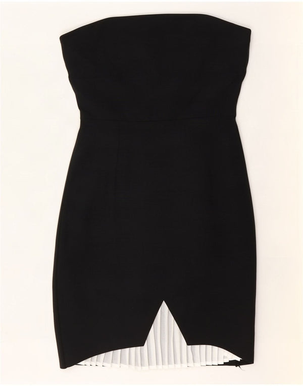 Zara Vestido Sin Tirantes Para Mujer UK 8 Small Poliéster Negro