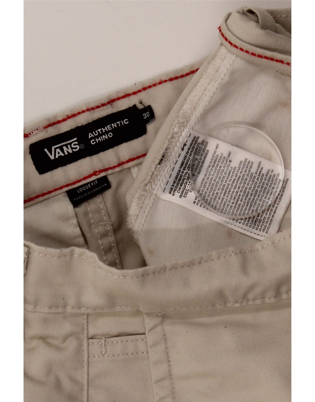 Pantalón chino holgado de hombre Vans W30 L29 Poliéster beige