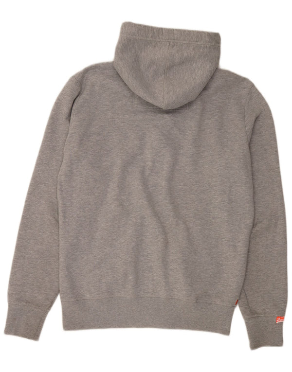 Superdry Sudadera con capucha y cremallera para hombre de algodón moteado gris grande