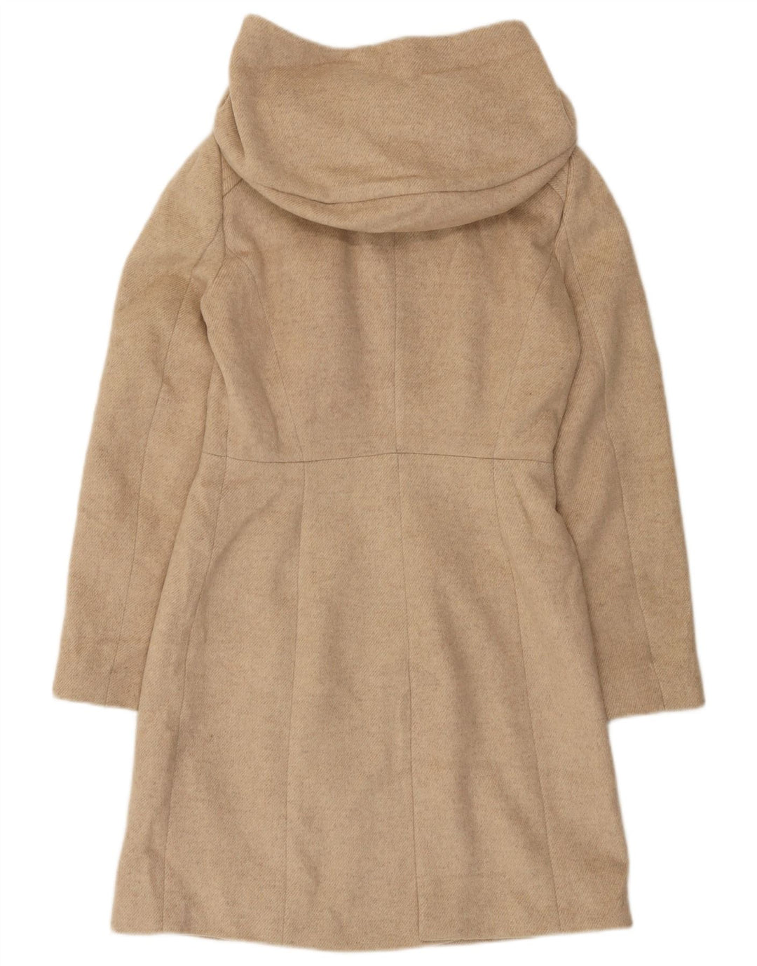 Zara Mujer Abrigo Con Capucha UK 42 Lana Beige Mediana