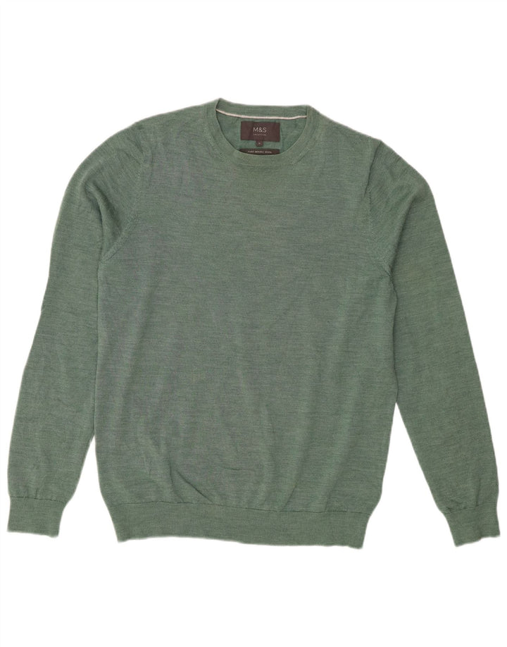 Marks & Spencer Jersey De Cuello Redondo Para Hombre De Lana Merino Verde Medio