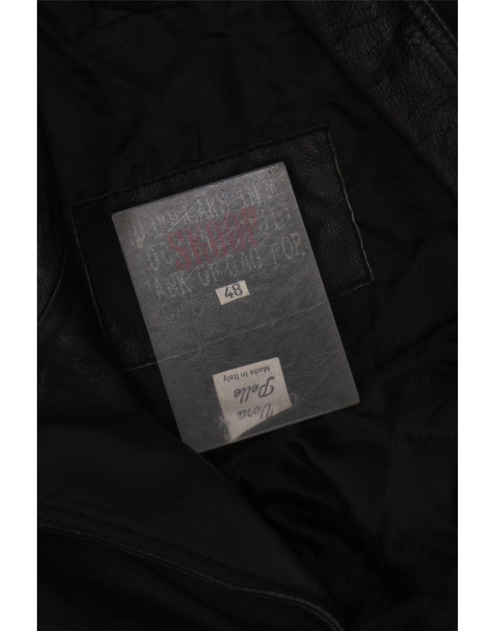 VINTAGE Abrigo de cuero para mujer IT 48 XL Cuero negro