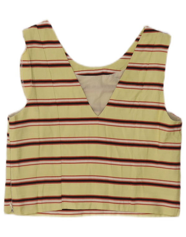 Maison Scotch Top corto sin mangas para mujer UK 10 Small Yellow Stripes