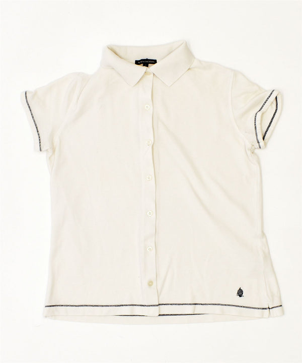 MARINA YACHTING Camisa de manga corta para mujer UK 10 Small White Cotton
