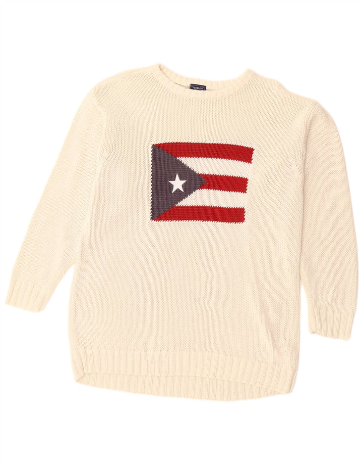 ARIZONA Jersey con cuello redondo y gráfico para hombre de algodón blanco grande