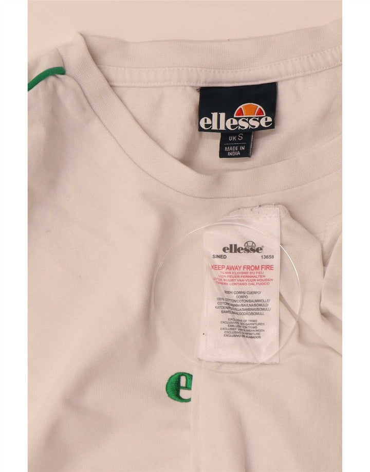 Ellesse - Camiseta gráfica para hombre, talla pequeña, algodón blanco