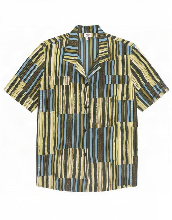 Cherie Blusa camisera de manga corta para mujer IT 48 XL Seda a rayas multicolor