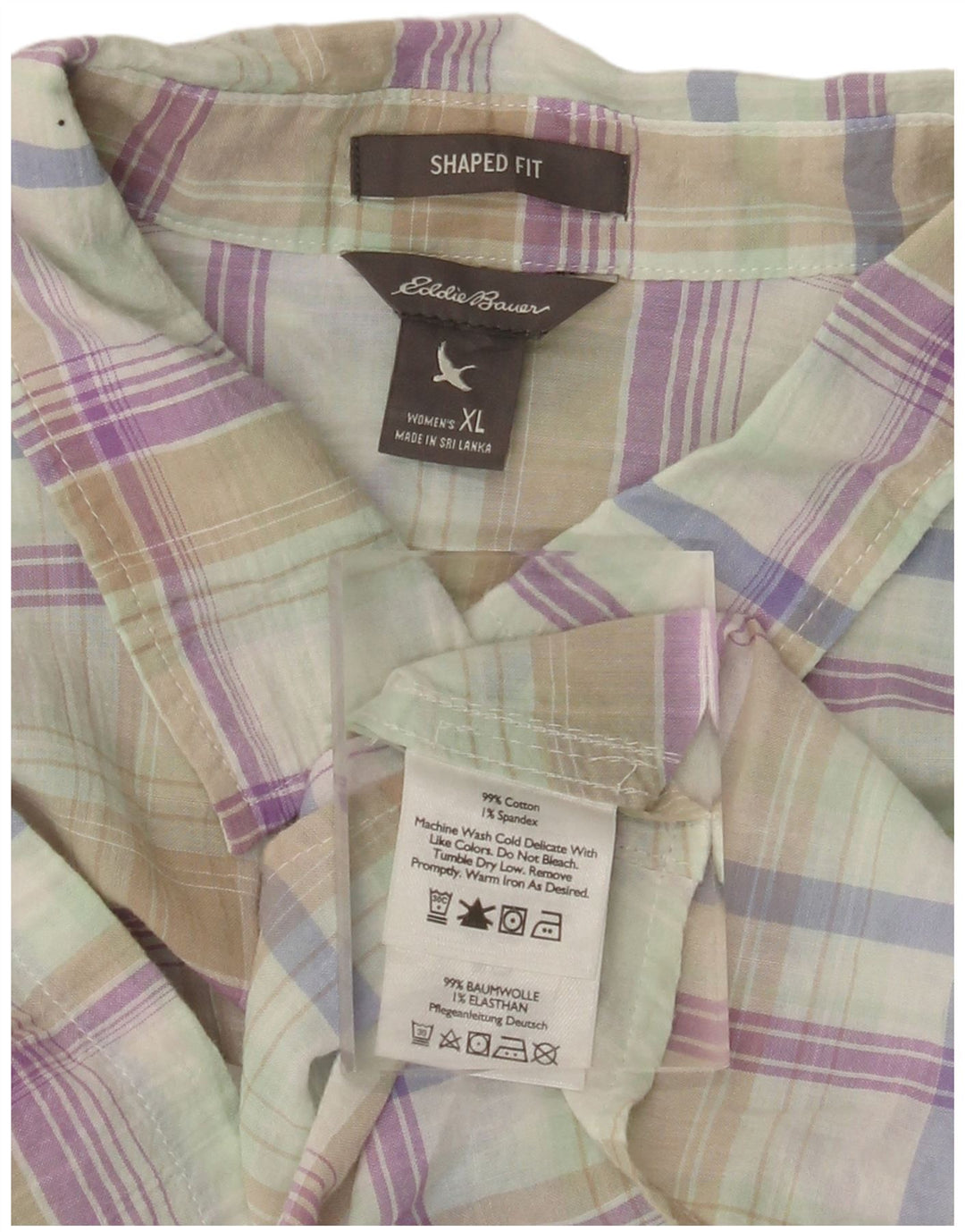 EDDIE BAUER Camisa entallada para mujer ES 40 XL Cuadros multicolores