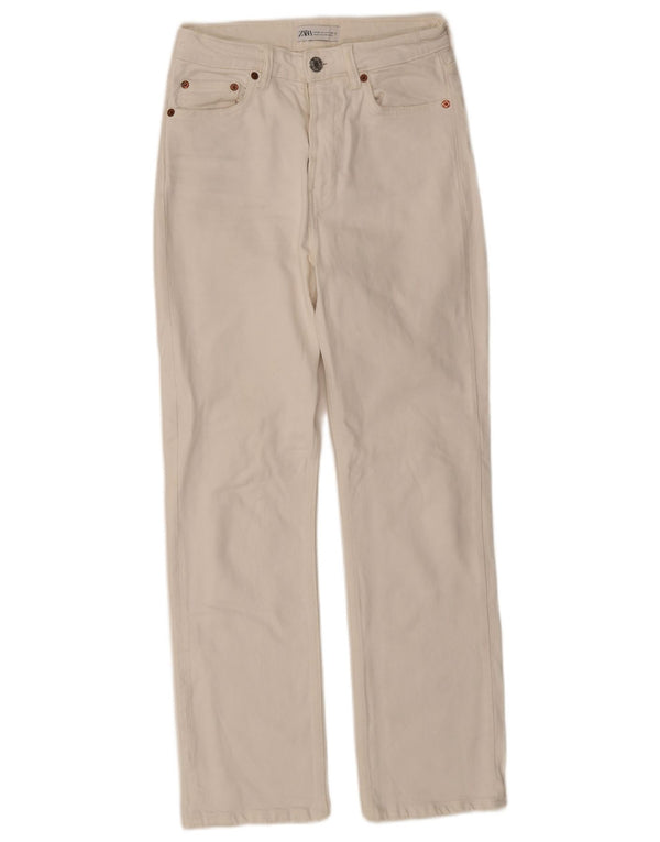 Zara Jeans Rectos Mujer EU 36 XS W26 L28 Algodón Blanco