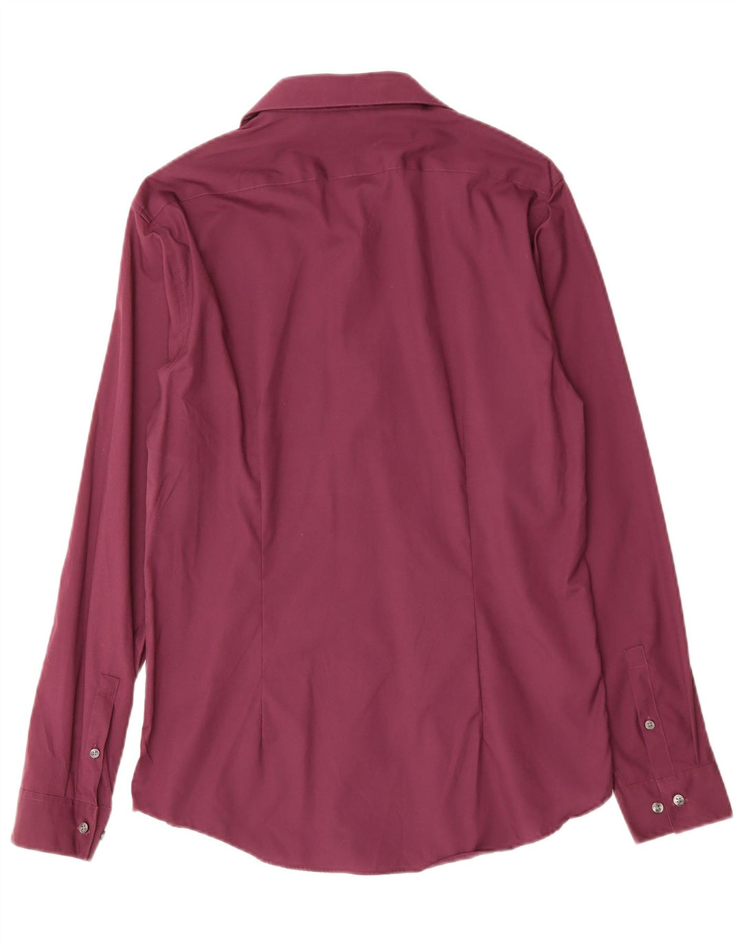 CALVIN KLEIN Camisa entallada para hombre Talla 39 15 1/2 Algodón medio burdeos