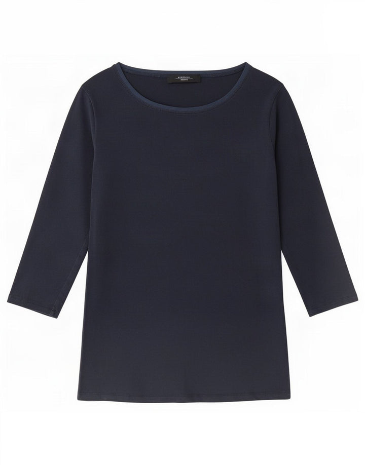 Max Mara Top de fin de semana para mujer, manga 3/4, Reino Unido 44, mediano, azul marino