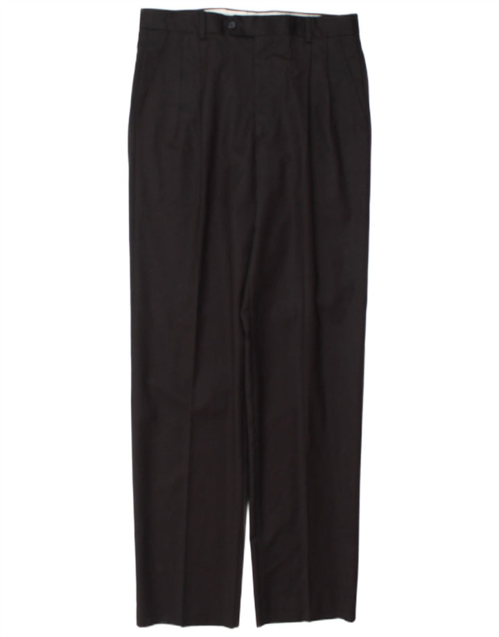 Vintage hombres pegged traje pantalones IT 48 Medio W32 L34 Lana Negra