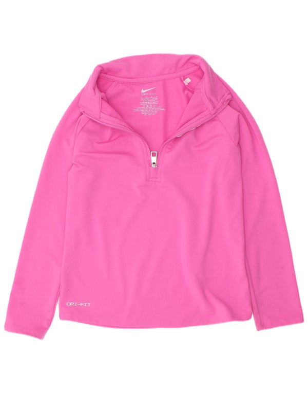 Nike Dri Fit - Chándal con cremallera y cuello para niña, 5 a 6 años, color rosa medio