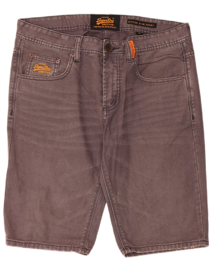 SUPERDRY Pantalones cortos de mezclilla ajustados para hombre W34 Algodón gris grande