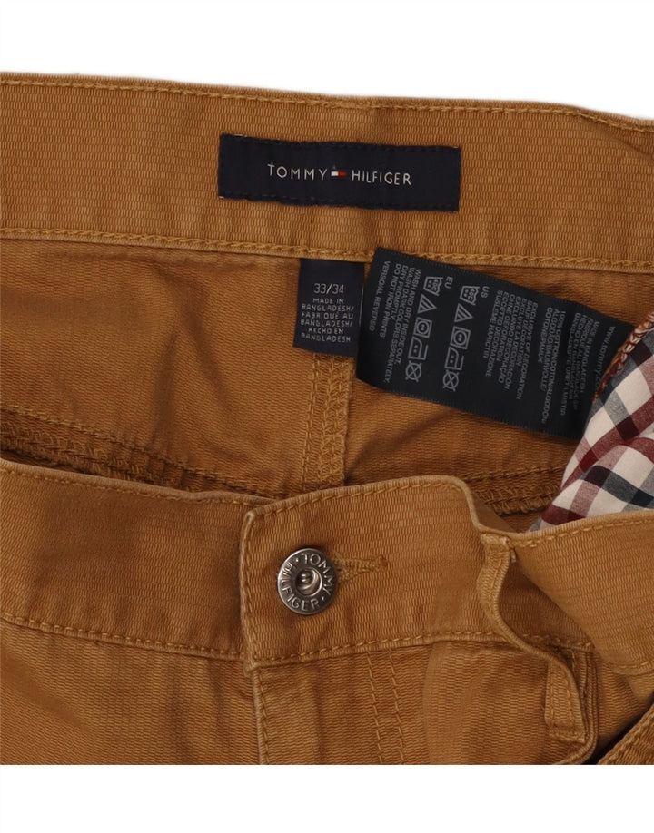 TOMMY HILFIGER Pantalones informales rectos para hombre W33 L32 Algodón beige