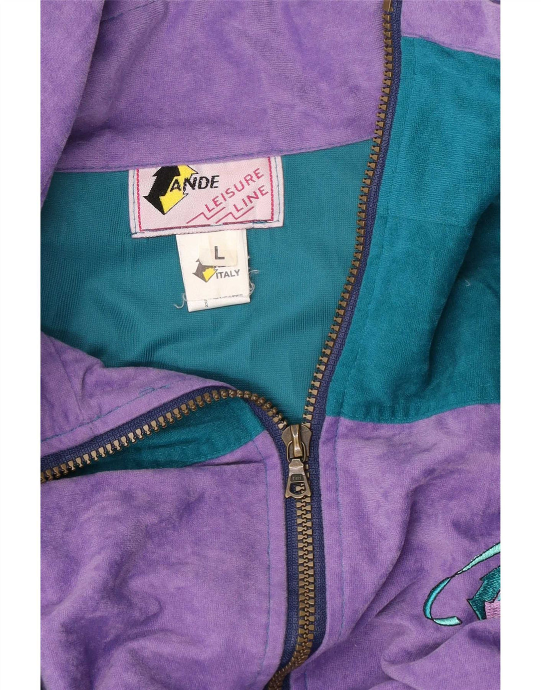 Chándal completo de terciopelo para hombre vintage Poliéster con bloques de color verde grande