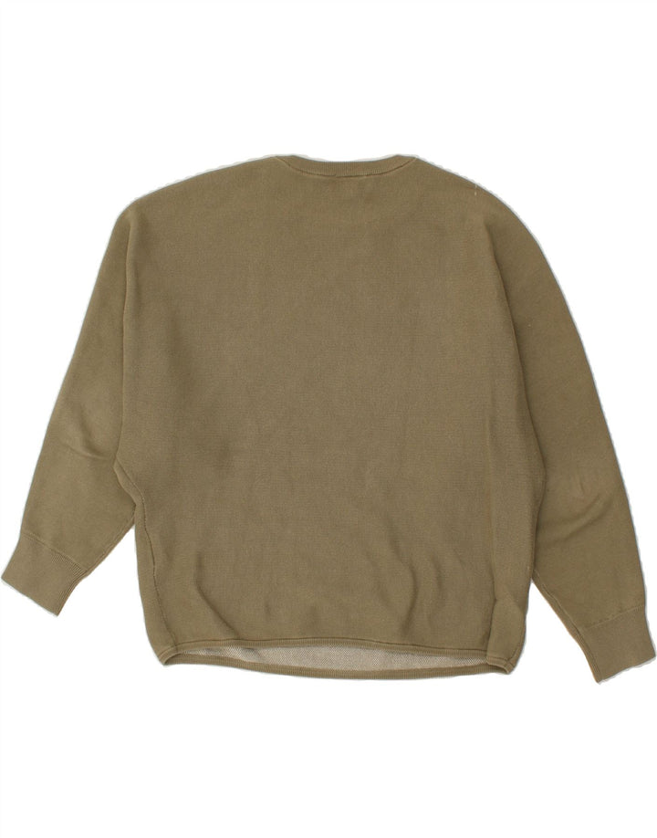 DKNY Womens Oversized Graphic Sweatshirt Jumper UK 14 Medium Khaki Cotton Vintage Dkny and Second-Hand Dkny from Messina Hembry 