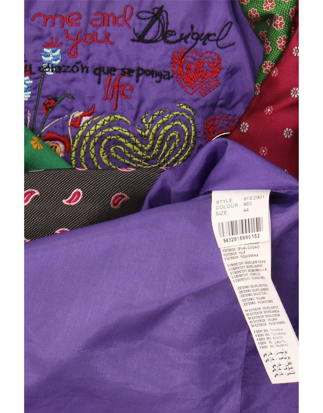 Abrigo Desigual Mujer EU 44 XL Poliéster Patchwork Multicolor