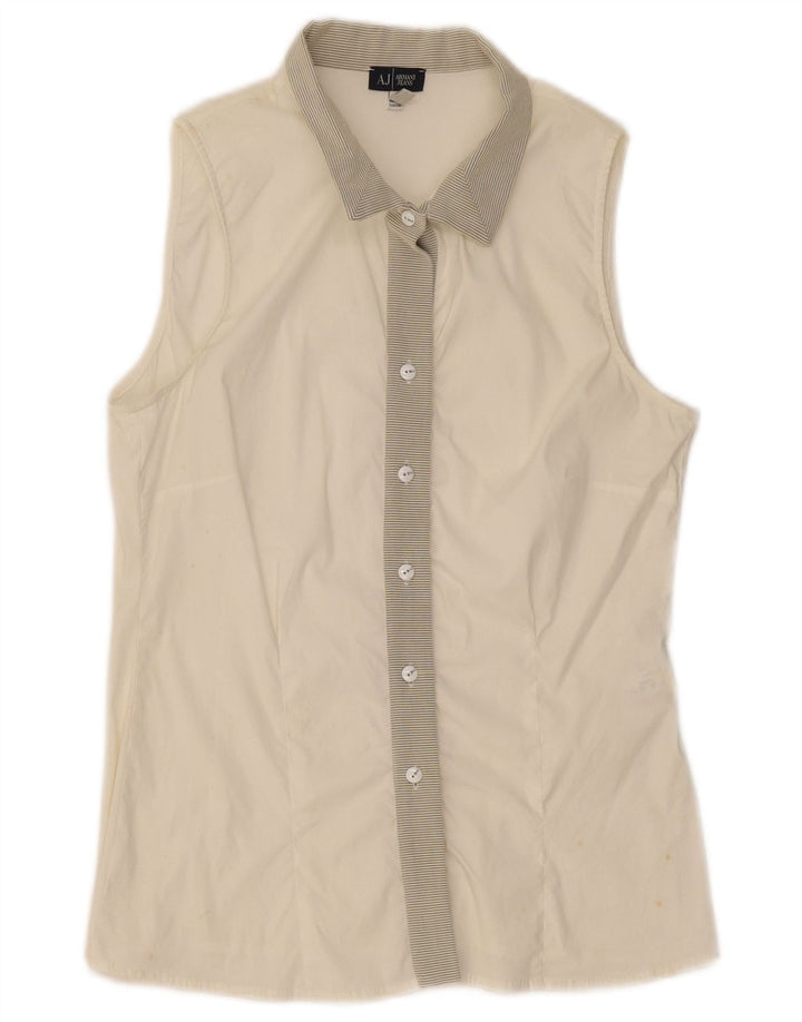 Armani Jeans Blusa sin mangas para mujer EU 42 Mediano Blanco Rayas