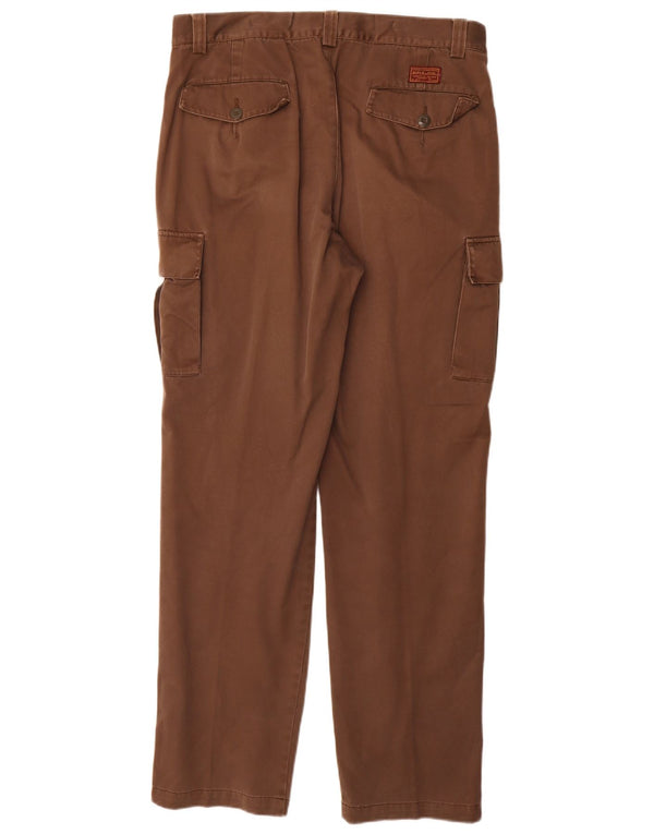 Rifle Mens Straight Cargo Trousers W36 L34 Brown Cotton