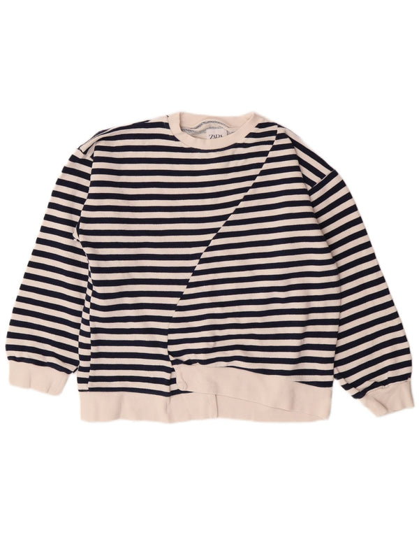 Zara Sudadera Niña Jumper 11-12 Años Algodón Rayas Azul Marino