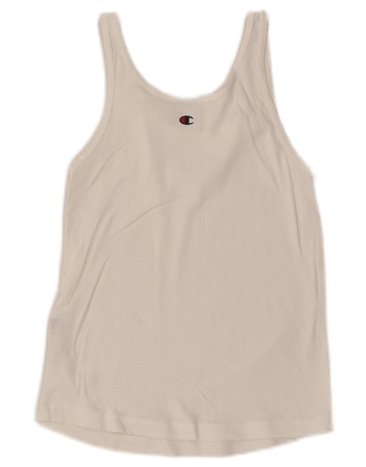 Champion Camiseta sin mangas para mujer UK 8 Small White Cotton