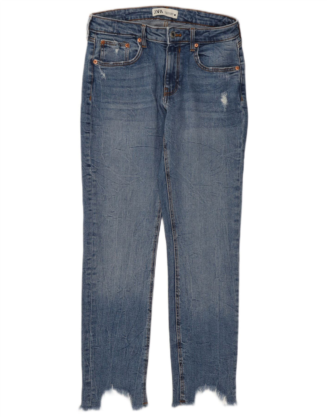 Zara Jeans Cortos Desgastados para Mujer EU 40 Medium W30 L27 Azul