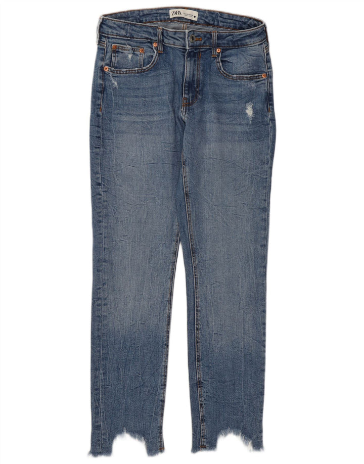 Zara Jeans Cortos Desgastados para Mujer EU 40 Medium W30 L27 Azul