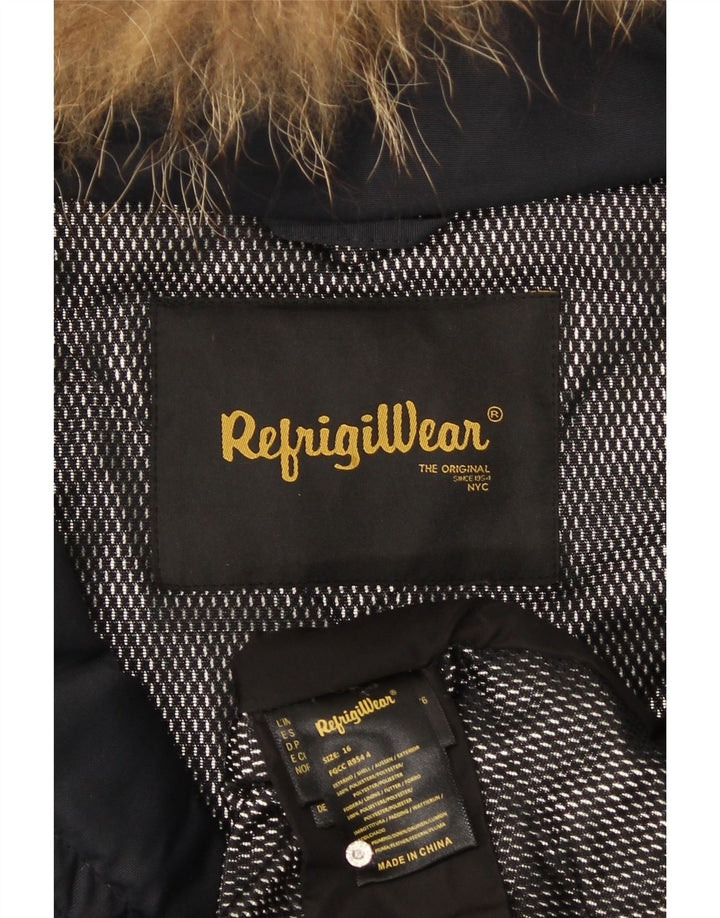 Refrigiwear Chaqueta acolchada con capucha para mujer UK 40 Grande Poliéster azul marino