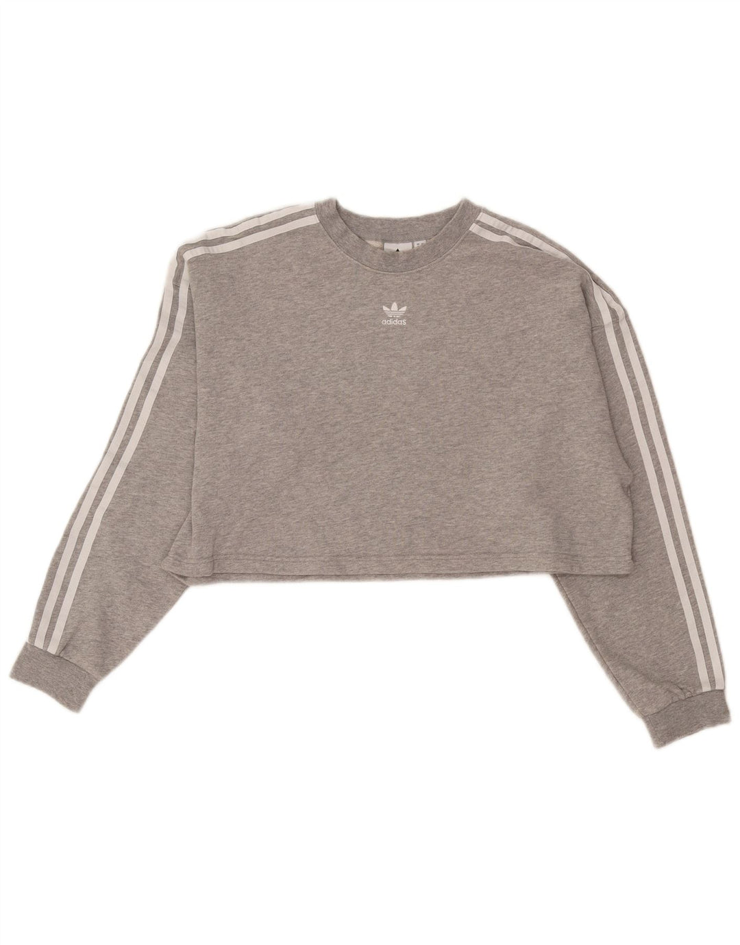 Adidas Mujer Crop Oversize Sudadera Jumper UK 8 Pequeño Gris Algodón