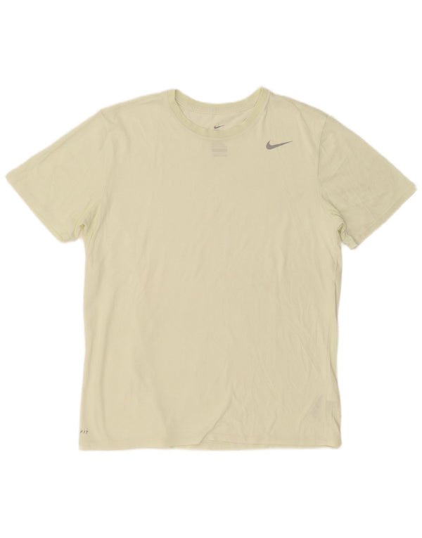 Nike Camiseta de corte atlético para hombre, talla grande, algodón amarillo