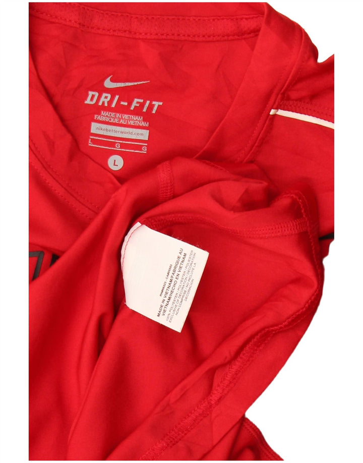 Nike Dri Fit Graphic Top manga larga para mujer UK 46 grande poliéster rojo