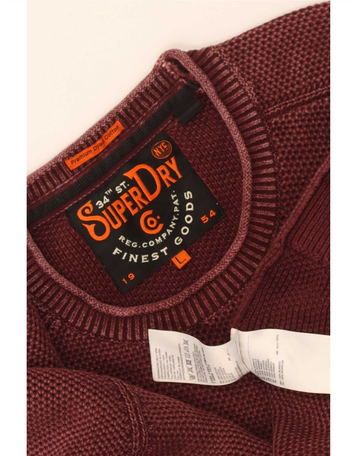 Superdry Jersey con cuello redondo para hombre, talla grande, algodón granate