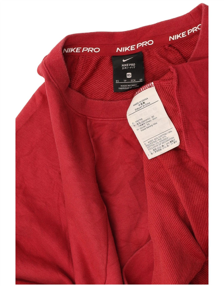 NIKE Sudadera corta con gráfico extragrande para mujer UK 6 XS Borgoña