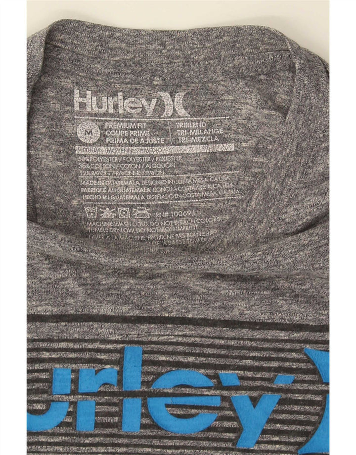 Hurley Camiseta gráfica de ajuste premium para hombre Top poliéster moteado en gris medio