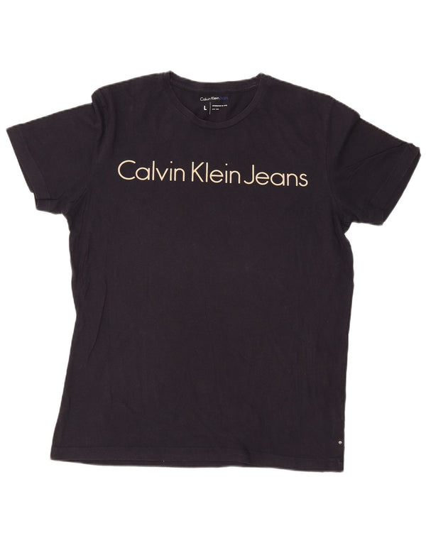 Calvin Klein Jeans - Camiseta gráfica para hombre, talla grande, azul marino
