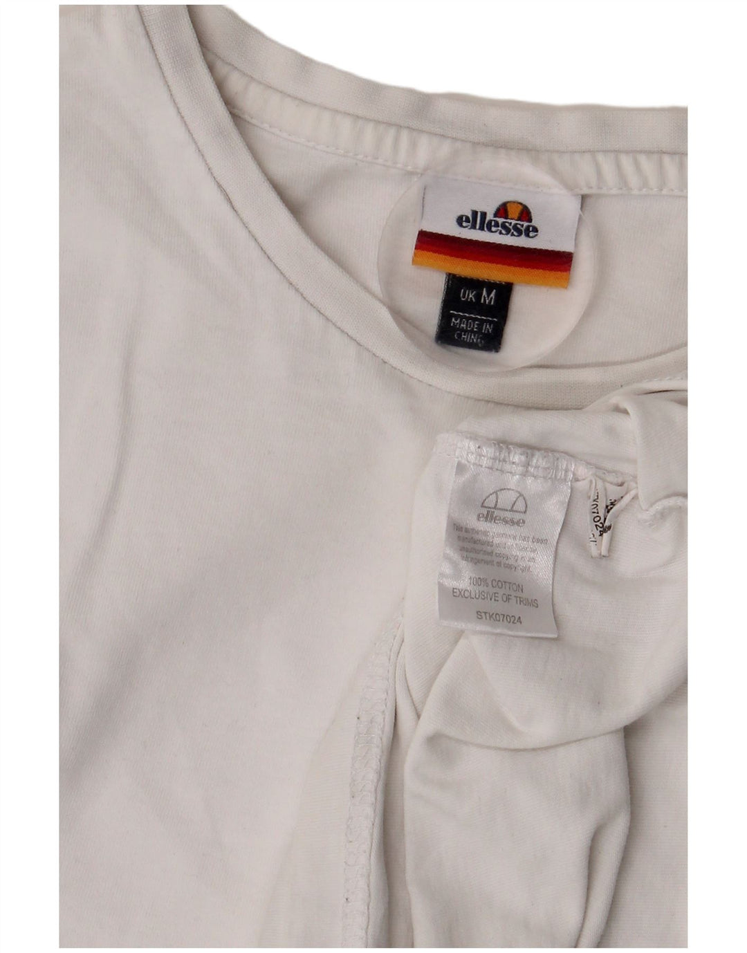 ELLESSE Camiseta gráfica para mujer Top UK 44 Algodón blanco mediano
