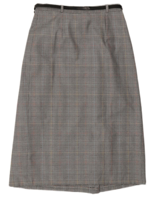 Vintage mujer abrigo falda Reino Unido 10 pequeño W27 gris Houndstooth poliéster
