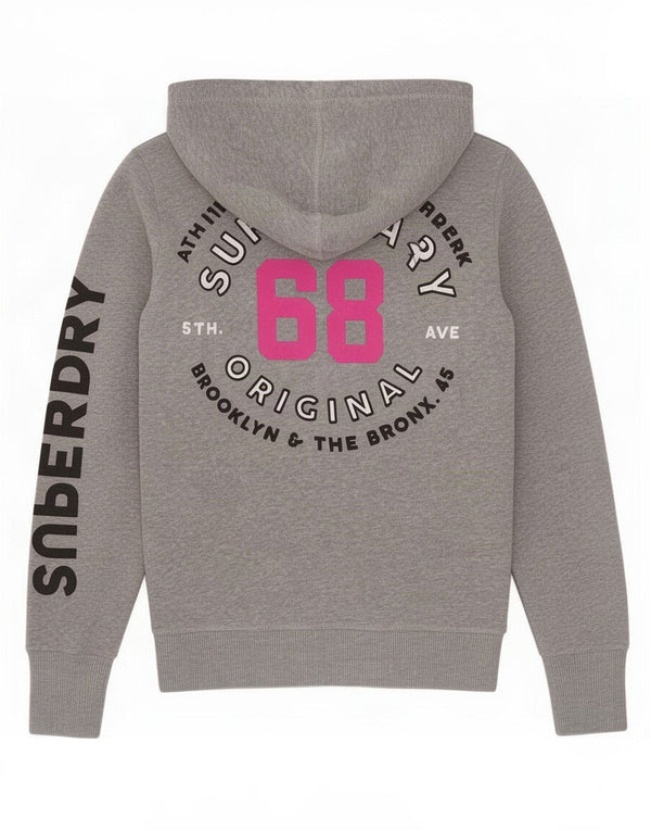 Superdry Brooklyn Graphic Zip Sudadera con capucha para mujer UK 6 XS Gris Algodón