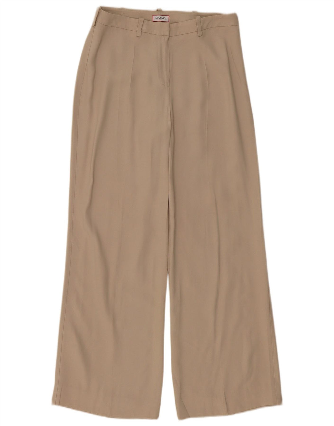 MAX & CO. Pantalones casuales de pierna ancha para mujer UK 8 Small W26 L28 Acetato beige