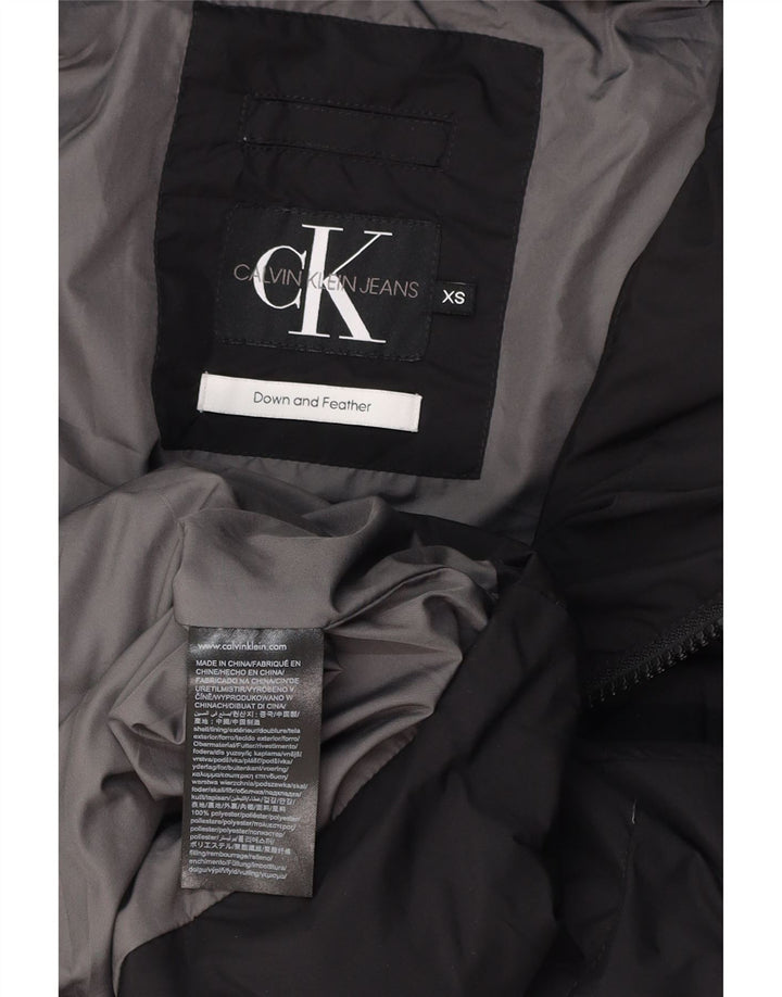 CALVIN KLEIN JEANS Chaqueta acolchada con capucha para hombre UK 34 XS Negro Poliéster