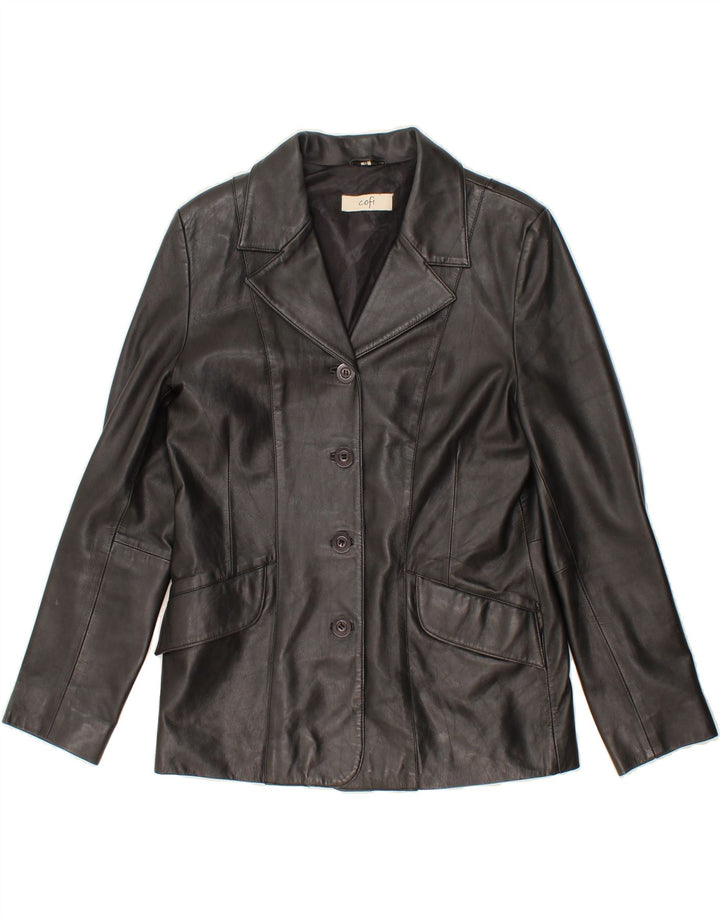 COFI Womens Leather Jacket UK 14 Large Black Leather Vintage Cofi and Second-Hand Cofi from Messina Hembry 