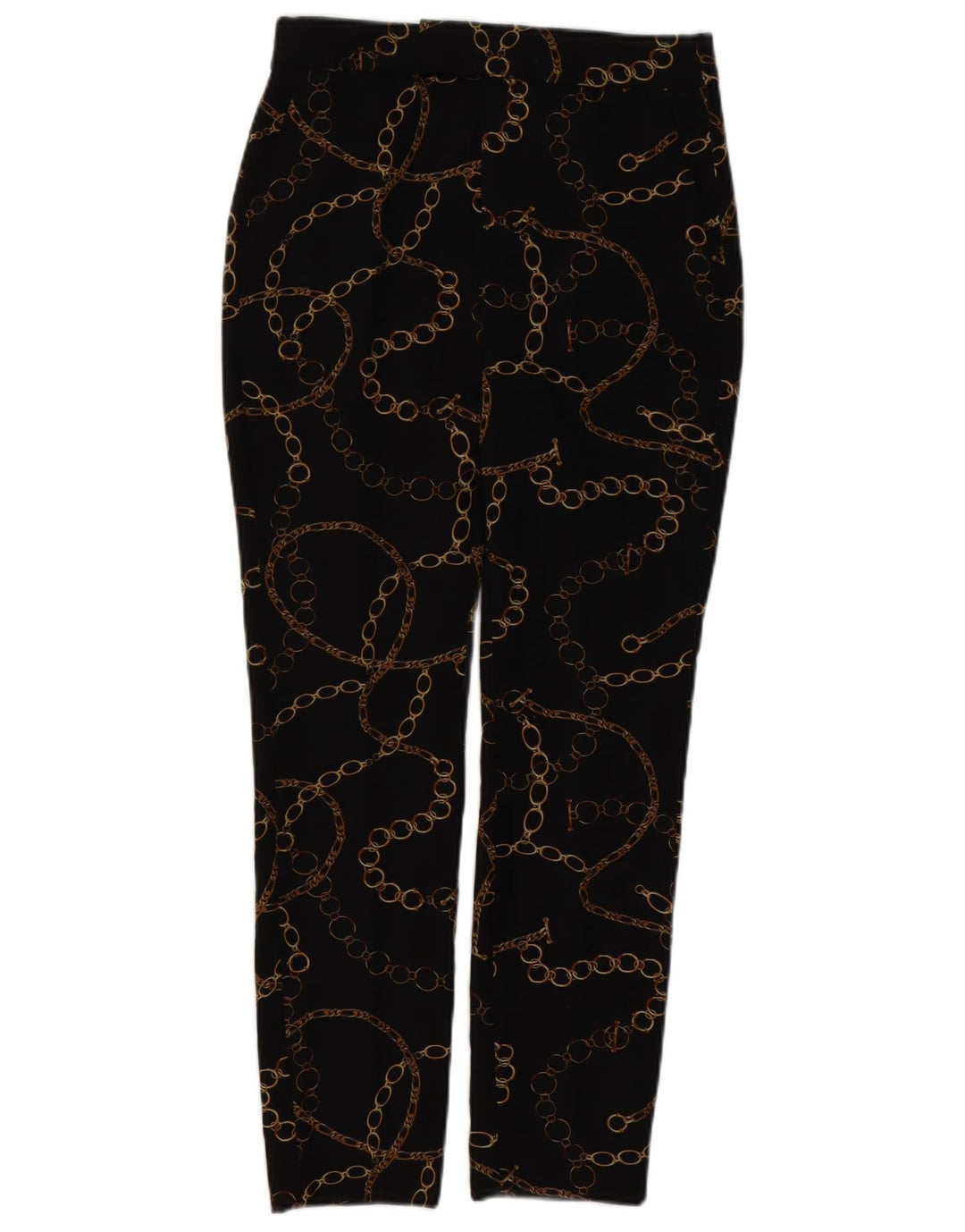 ZARA Mujer Pantalones Casuales Con Estampado Abstracto EU 36 XS W26 L27 Negro
