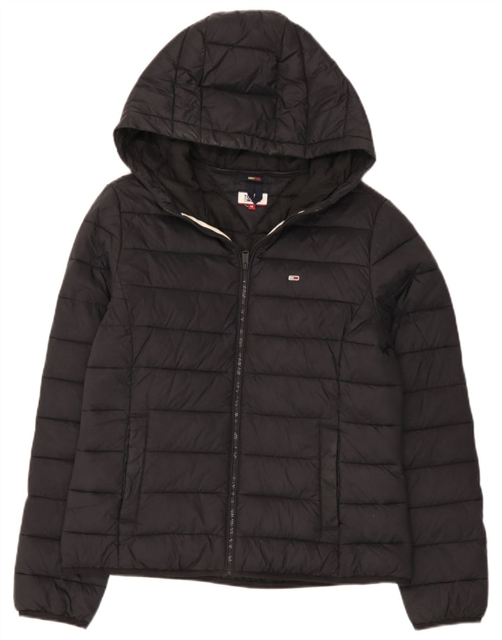 Tommy Hilfiger Chaqueta acolchada con capucha para mujer UK 44 Mediana Poliamida negra