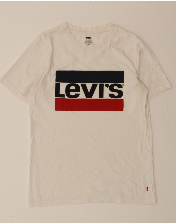 LEVI'S Mens Graphic T-Shirt Top Small White Vintage Levi's and Second-Hand Levi's from Messina Hembry 