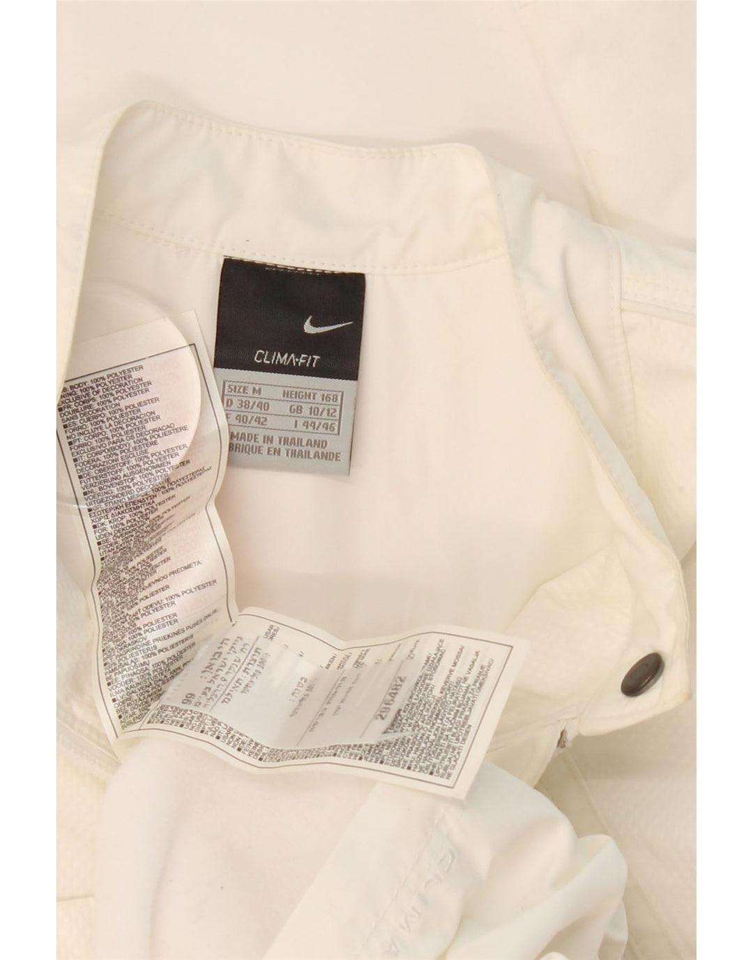 NIKE Womens Clima-fit Bomber Jacket UK 10/12 Medium White Polyester Vintage Nike and Second-Hand Nike from Messina Hembry 