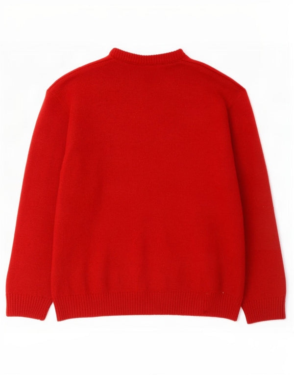 Hugo Boss Jersey de cuello redondo para hombre EU 52 Large Lana roja
