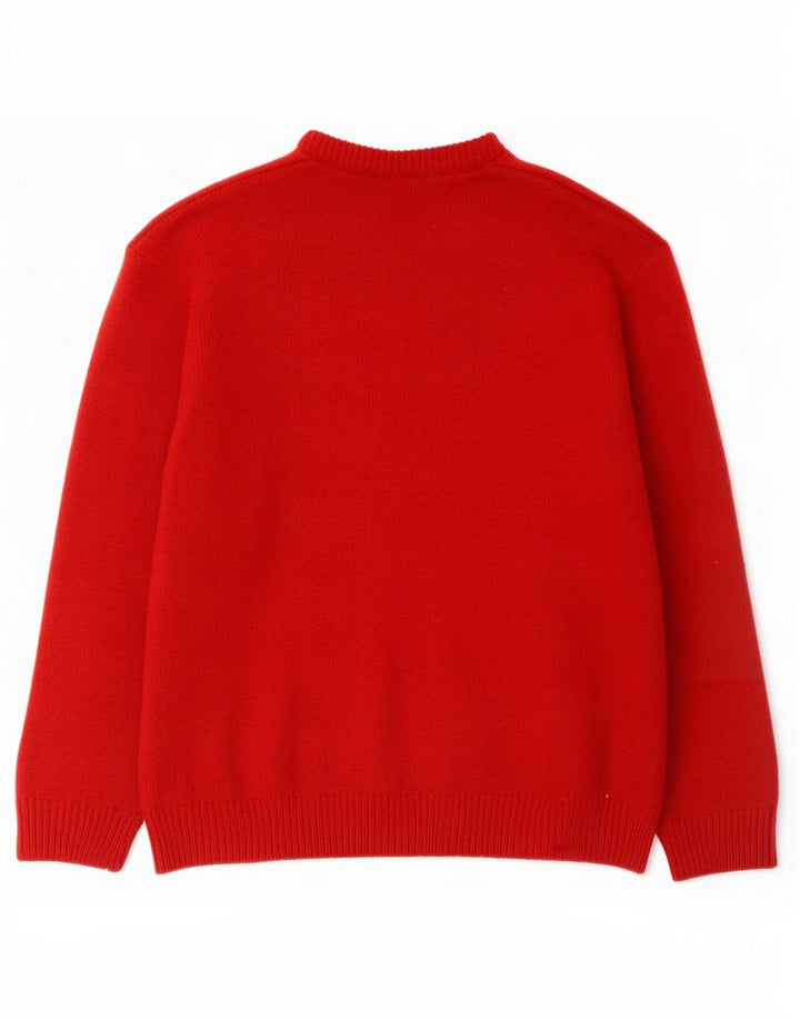 Hugo Boss Jersey de cuello redondo para hombre EU 52 Large Lana roja
