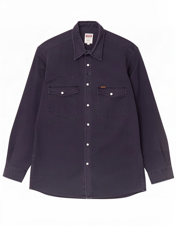 Camisa Rifle Hombre Grande Azul Marino Algodón